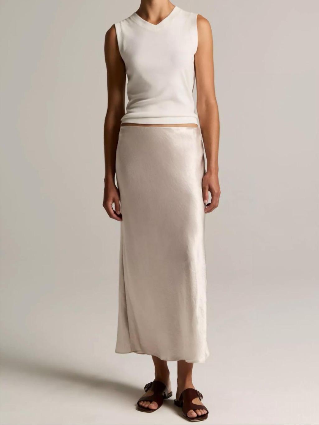 Vince Cream White Satin Midi Skirt Plus Size 22 Nwot